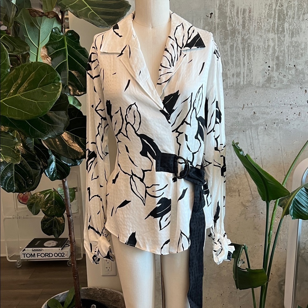 Ted Baker Black and White Floral Blouse